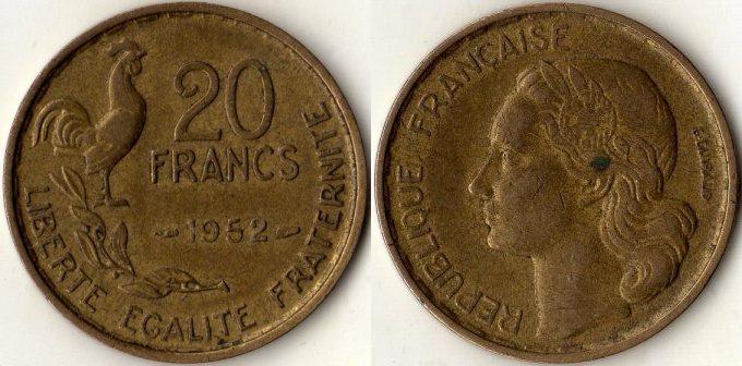 Франция. 20 франков 1952 года.