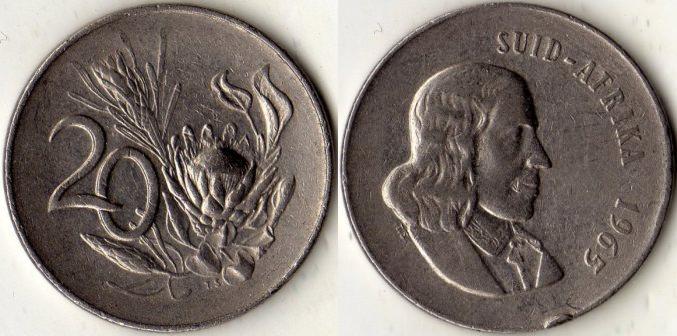ЮАР. 20 центов 1965 года.