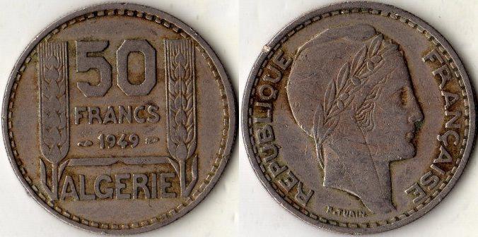 Алжир (Французкая колония). 50 франков 1949 года.