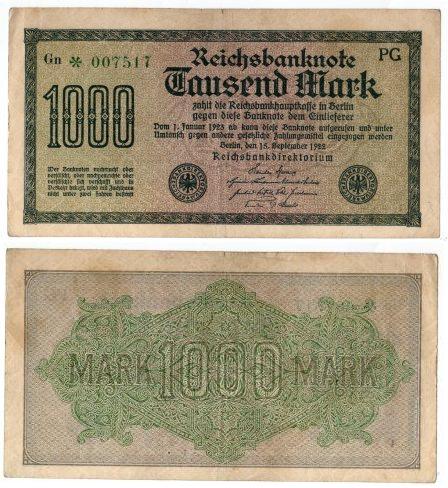 Германия. 1000 марок 1923 года.