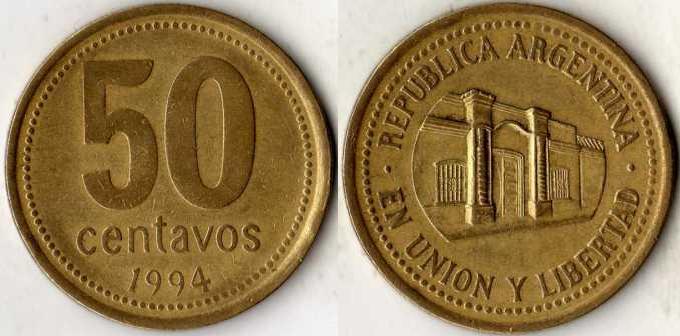 Аргентина. 50 сентаво 1994 года.