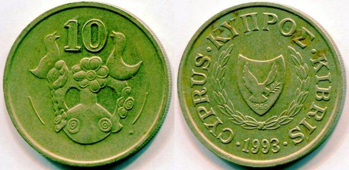 Кипр. 10 центов 1993 года.