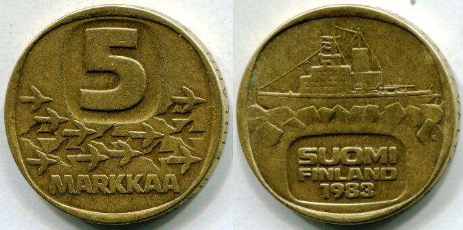 Финляндия. 5 марок 1983 года.