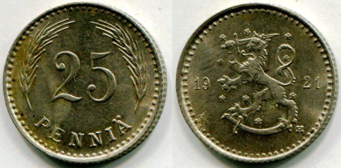 Финляндия. 25 пенни 1921 года.