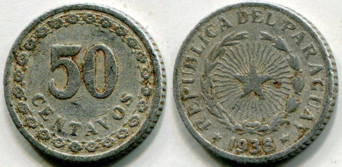 Парагвай. 50 сентаво 1938 года.