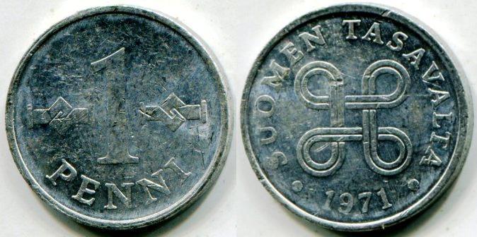 Финляндия. 1 пенни 1971 года.