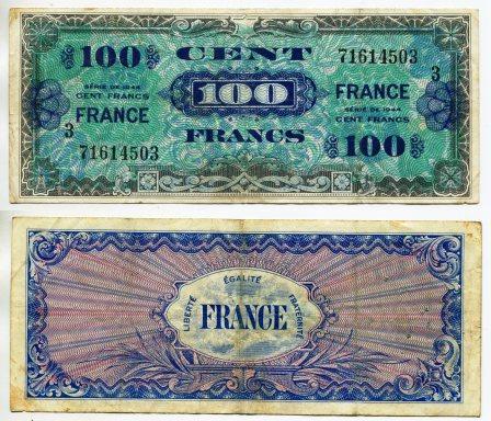 Германия. 100 франков 1944 года. Французкая зона оккупации.