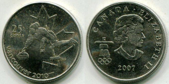Канада. 25 центов 2007 года "Керлинг".