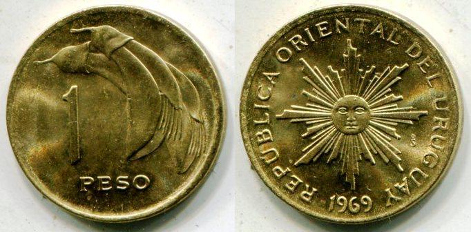 Уругвай. 1 песо 1969 года.