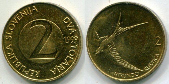 Словения. 2 толара 1999 года.