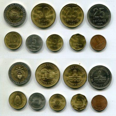 Аргентина. Набор монет 1992 - 1995 гг.