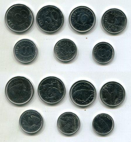 Бразилия. Набор монет 1993 - 1994 гг. Фауна.