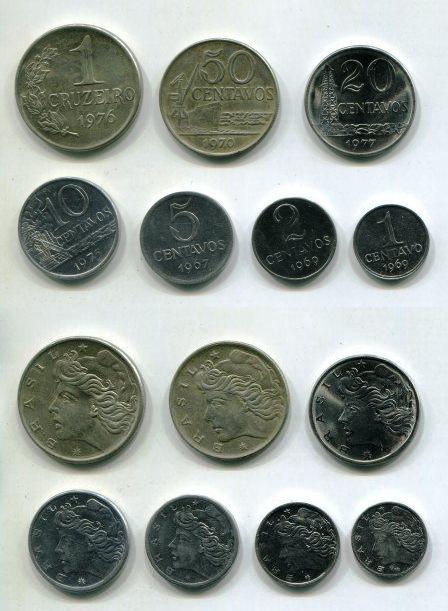 Бразилия. Набор монет 1967 - 1977 гг.