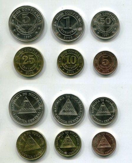 Никарагуа. Набор монет 1997 - 2002 гг.