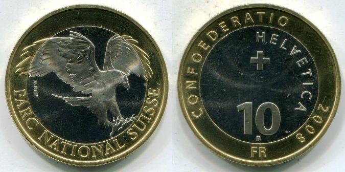 Швейцария. 10 франков 2008 года. Орел.