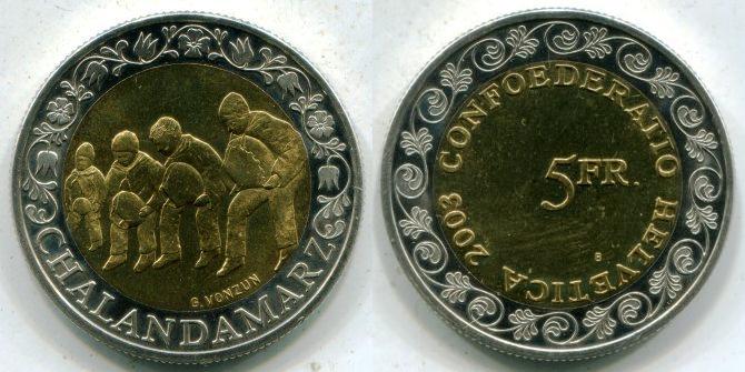 Швейцария. 5 франков 2003 года. Проводы зимы.
