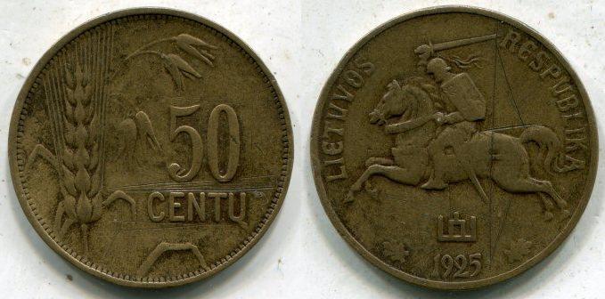 Литва. 50 сенти 1925 года.