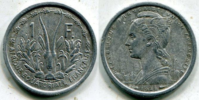 Французская Экваториальная Африка. 1 франк 1948 года.