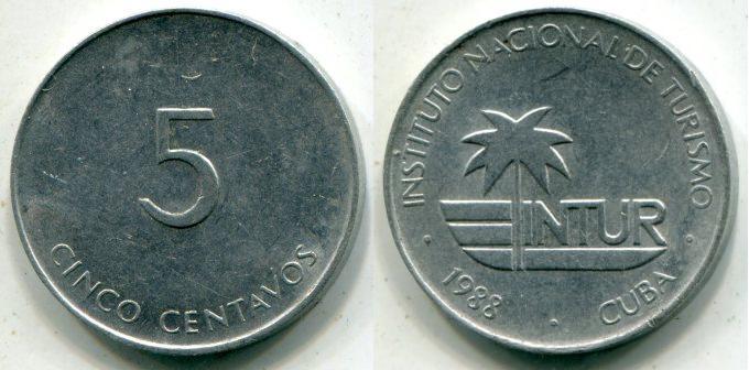 Куба. 5 сентаво 1988 года.