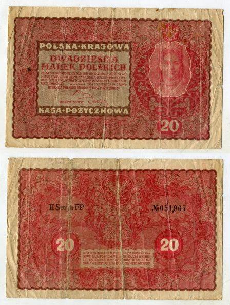 Польша. 20 марок 1919 года.